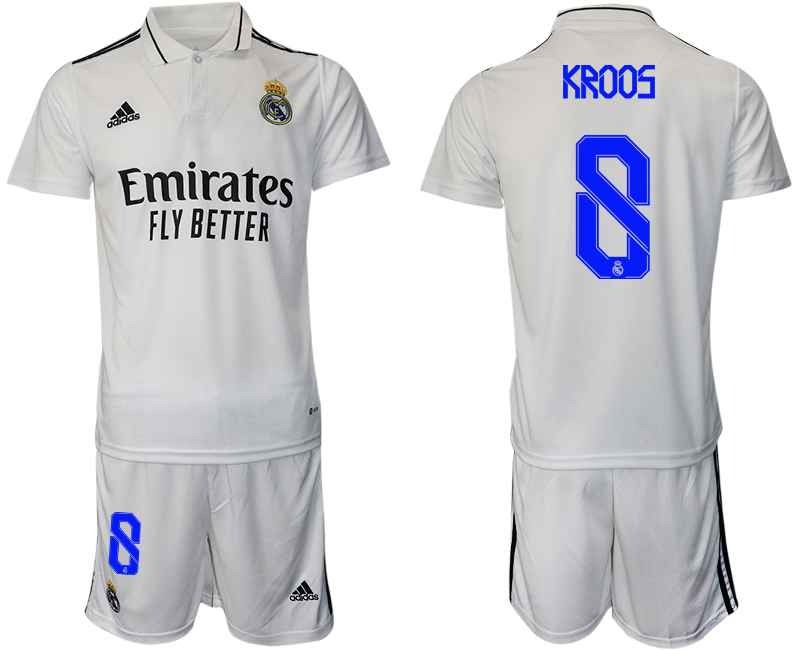 Men 2022-2023 Club Real Madrid home white 8 Adidas Soccer Jersey